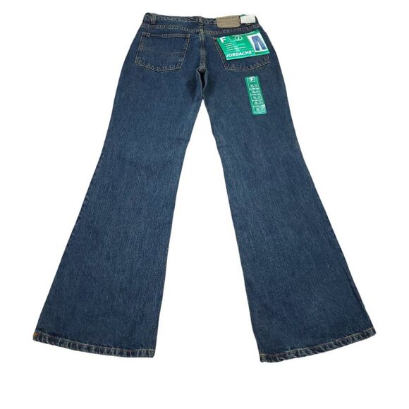 Vintage Jordache Y2K Style Flare Leg 5 Pocket Low Rise Jeans Size 7 8 Dark Wash - Picture 2 of 9